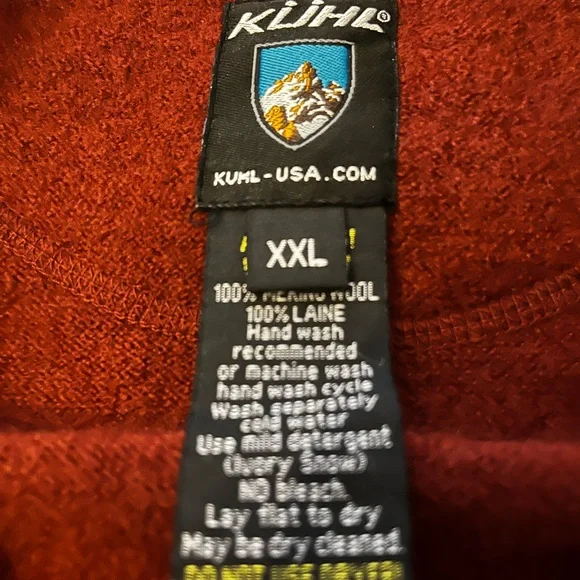 Kuhl Men's Red and Black Half-Zip Sweater, 100% Merino Wool - Picture 2 of 5